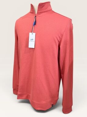 Southern Tide Small LS Schooner Quarter Zip Pullover Mineral Red Coral NWT $118